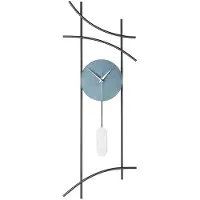 Opviq , Ken - Blauwe, decoratieve metalen wandklok, 100% metaal, blauw, 75 x 75 cm