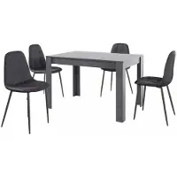 Notio Living Lynn & Luna|Set van Eettafel 120x80cm met 4 Stoelen Zwart