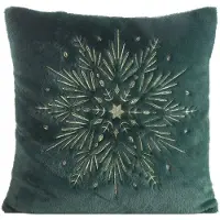 Eurofirany Decoratieve Kerstkussenhoes Groen Goud Sneeuwvlok 45x45 cm