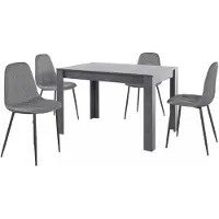 Notio Living Lynn & Luna|Set van Eettafel 120x80cm met 4 Stoelen Grijs