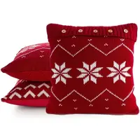 Eurofirany Kerst Kussenhoes 45x45 cm Rood met Witte Sterren - Decoratief