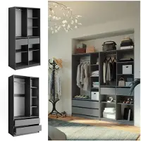 Vicco Elmo Garderobekast – 200 x 200 cm Set van 2 Antraciet