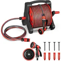 Juskys Mobiele Slanghaspel Basic - 30 Meter - Rood - Inclusief toebehoren