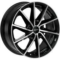 Alutec 16-inch aluminium velg SINGA, 16" x 6,0", 4x100 steek, ET43, 54,1mm naafdmaat, zwarte velg met gepolijste voorzijde
