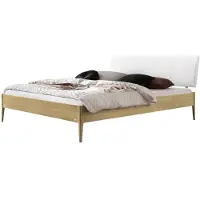 Hasena Lounge Sestola bedframe massief hout gestoffeerd hoofdbord