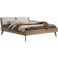 Hasena Lounge Fabro bedframe massief hout gestoffeerd hoofdbord