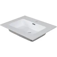 Aquazuro Enkele Wastafel Napoli - Keramiek - Rechthoekig - Glanzend - Wit - 50cm