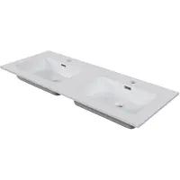 Aquazuro Dubbele Wastafel Napoli - Keramiek - Glanzend - Wit - 50cm