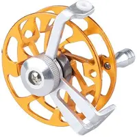 König Design Angelrol voor ijsvissen, vliegenrol, spinrol, 65 mm, aluminium, goudkleurig