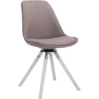 CLP bezoekersstoel Troyes, bekleed met stof, ronddraaibaar, met ronde houten poten, taupekleurig frame, witte kleur