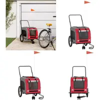 vidaXL Hondenfietstrailer oxford stof en ijzer rood en grijs
