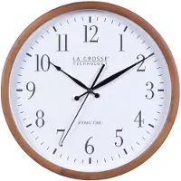 La Crosse Technology 404-50447-INT analoge wandklok, walnotenhout, 32,5 cm