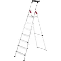 Hailo Trapladder L60, EN 131, met multifunctionele schaal en scharnierbescherming, tot 150 kg, 7 treden