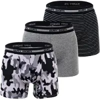 Happy Shorts 3-pack boxershorts heren camouflage print grijs