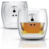 Intirilife 2x dubbelwandig thermoglas 230 ml in beerdesign - koffiemok latte macchiato theeglas espressoglas koffieglas