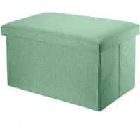 Intirilife opklapbare kruk 78x38x38 cm in spring green - stoel kubusvormige zitting met opbergruimte en hoes van stof