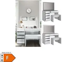 Vicco Kaptafel set met kruk Sherry Wit 120 cm met LED-spiegel en bankje, Model 36919