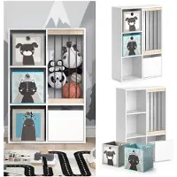 Vicco Luigi Kinderboekenkast – 29.2 x 107.8 cm met 2 vouwboxen opt.4 Wit