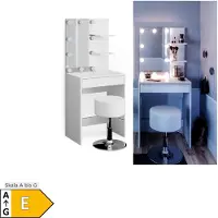 Vicco Isabelle Kaptafel set met kruk – 60 cm met LED-verlichting en kruk Wit