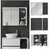Vicco Badkamerspiegelkast Viola Wit/antraciet 100 x 75 cm, Model 33910