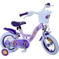 Wish Disney kinderfiets - meisjes - 12 inch - paars - twee handremmen