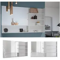 Vicco Badkamerspiegel – 119.8 x 70 cm met open vakken Wit Hoogglans