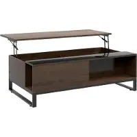 HOMCOM Couchtisch, Stahl, Walnuss, Schwarz,