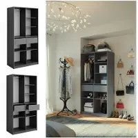 Vicco Garderobe Elmo Antraciet 100 x 200 cm met 2 laden, Model 50198