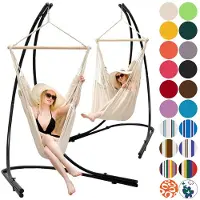 AMANKA xxl Hangstoel met frame Hangstoel voor 2 dubbele hangstoelen Hangstoel blauw