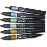 Winsor & Newton 0290135 Promarker Metallic 6 Set | Watergedragen metallic markers met 2 punten