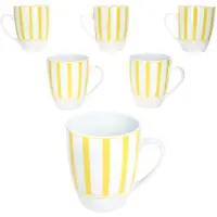 MamboCat Set van 6 SPLIT YELLOW porseleinen koffiemokken 6 personen