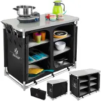 Kesser Campingkeuken Opvouwbaar - Campingkast inclusief Opbergtas - Kampeerkeuken Kampeerkast Camping Keuken - Zwart / Typ F6