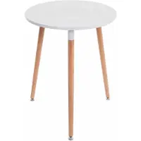 CLP Design keukentafel AMALIE - Ø 60 cm, hout, driepotig, met vloerbeschermer wit natura