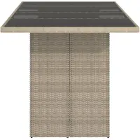 vidaXL Tuintafel met glazen blad 190x80x74 cm poly rattan lichtgrijs