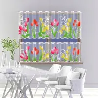 Wisan - Tulpen- jacquard vitrage - Gordijn 300 x 70 cm - Curtains - Jacquardgordijnen- 300 x 70 cm