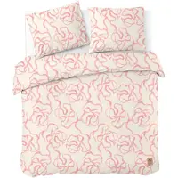 Dindi Home Dekbedovertrek Pink Party - 240x220 - 100% katoen - Off White / Roze