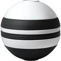 Villeroy & Boch Iconic La Boule, serviesset, porselein, zwart, wit, rond, 23,9 cm, 7 stuks