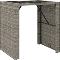 vidaXL Bartafel met glazen blad 105x80x110 cm poly rattan grijs