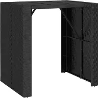 vidaXL Bartafel met glazen blad 105x80x110 cm poly rattan zwart
