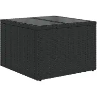 vidaXL Tuintafel met glazen blad zwart 55x55x37 cm poly rattan