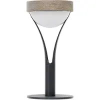 LES JARDINS Tyble LED tafellamp op zonne-energie, zwart/teak, 2.700 K, 200 lm Tyble, dimbaar, zwart, Aluminium, Modern, Solar buitenverlichting