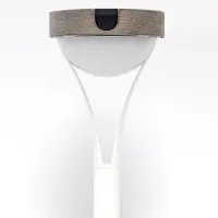 LES JARDINS Tyble LED tafellamp op zonne-energie, wit / teak, 2.700 K, 200 lm Tyble, dimbaar, wit / opaal, Aluminium, Modern, Solar buitenverlichting