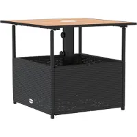 vidaXL Tuintafel met parasolgat 55x55x46,5 cm poly rattan zwart