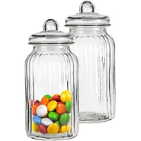 Alessandro Snoeppot/voorraadpot - 2x - met deksel - luchtdicht - glas - 1300 ml - D11 x H22 cm