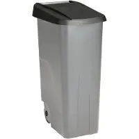 Sunware Afvalcontainer/rolemmer Basic - zwart - 110 liter - 57 x 42 x 88 cm - huis/tuin afval scheiden