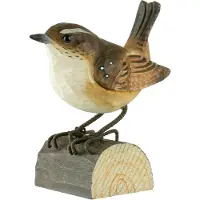 Wildlife Garden Decobirds Met De Hand Gesneden Vogel Winterkoninkje - Houten beeldjes Massief Hout Brown - WG413