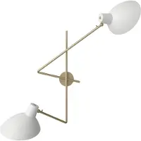 Astep VV Cinquanta Twin Wandlamp Brass Mount, White Reflector