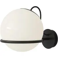 Astep Model 237/1 Model 238/1 Wandlamp 1 Opaline Sphere (20cm Diameter), Black Mount