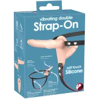 You2Toys - strap-on dubbele vibrator - siliconen - huidkleurig