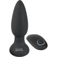 Black Velvets - anaal vibrator met draaiende kralen - zwart
